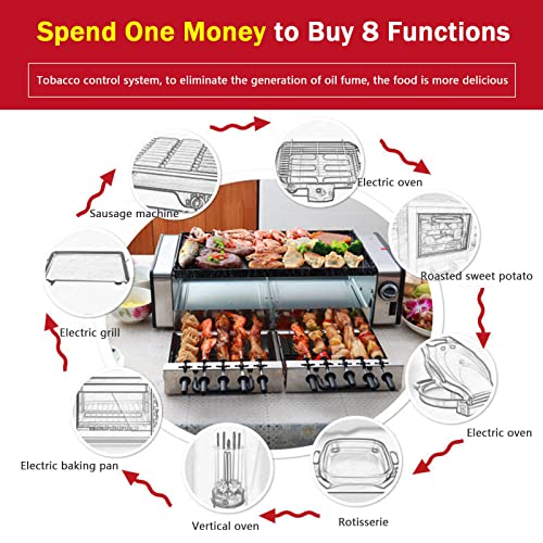 Electric Teppanyaki Table Barbecue Grill, Large Smokeless Grill Non-Stick Hot Plate Table Top Griddle Double Layer with Adjustable Temperature, Drip Tray,Easy Clean,Perfect for Parties Indoor,Style2