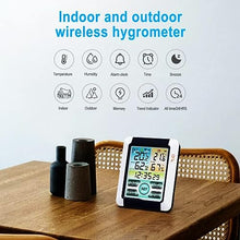 JDXQBLD Digital Weather Station, Indoor Outdoor Thermometer, Barometer, Hygrometer, Alarm Clock, Temperature Monitor, Snooze Function, 100m Reception Range