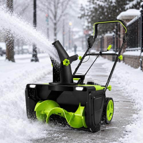 40V Snow Blower with 20 Inch Clearing Path and LED Lights 2Batteries