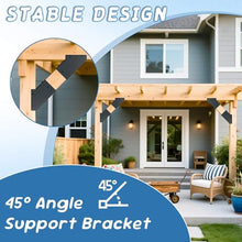 LQSYBHD Pergola Accessories Black 45 Degree Angle Support Bracket Corner Bracket Heavy Duty Pergola Bracket for Gazebo Deck Porch Trellis Support Bracket Kit (Size:8pcs)