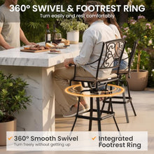 30" Swivel Outdoor Bar Stools Set of 2, Sunbrella Cushion Patio Bar Chairs