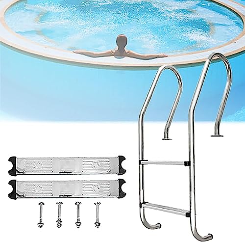 2 Steps Inground Stainless Steel Swimming Ladder Pool Ladder, 304 Stainless Steel 2-Step In Ground Pool Ladder with Non-Slip Footstep