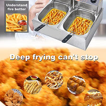 ERoomQ Commercial Fryer, Stainless Steel Fryer with Adjustable Temperature and Temperature Control, Removable Basket and Stainless Steel Lid, for Home and Commercial Use, Easy to r,Double Cylinder