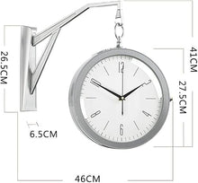 XYIANG Double Sided Wall Clock, Easy Read Vintage Metal Hanging Clock Silent Two Faces Retro Station Clock Home Décor Indoor Outdoor Garden Farmhouse Yard Station Office
