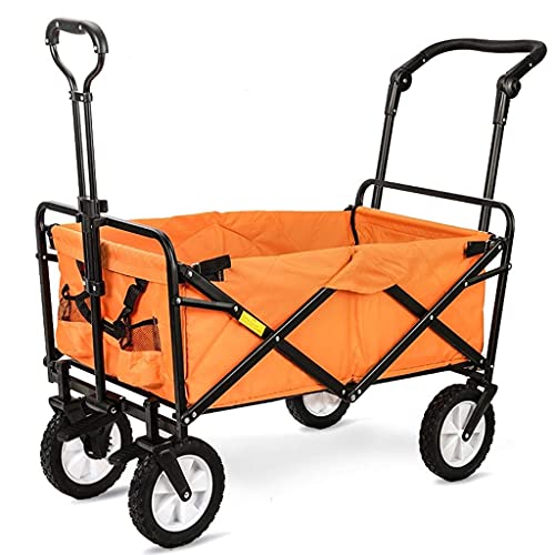 Folding Wagon Garden Cart with 4 Wheels Foldable Pull Wagon Hand Cart Beach Wagon Garden Trolley Folding Cart Wagon Truck Wheelbarrow