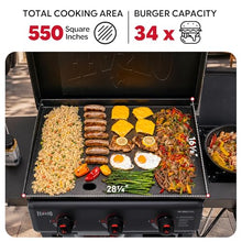 Feasto 28-Inch 3 Burner Propane Flat Top Grill with Hood and Side Burner