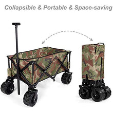 Collapsible Wagon Cart, 4 Wheel Folding Utility Garden Lawn Outdoor Camping Cart Heavy Duty Steel Frame Utility Trolley with Push Bar (B) (B)