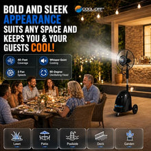 Cool-Off Island Breeze Oscillating Misting Fan, 3 Cooling Speeds with 12 Gallon Tank, Adjustable Height, Art Deco Pedestal Fan for Backyards, Patios and More, 26 Inch, Black