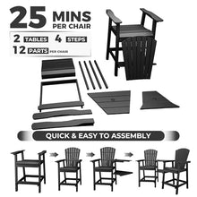 Hipicute Outdoor Tall Adirondack Chairs Set of 2 HDPE, Paio Adirondack Barstools with Connecting Tray, Recycled Poly Patio High Adirondack Chairs for Deck, Backyard, Balcony