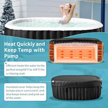 Glonerle Inflatable Hot Tub with Side Table, 2 Person Oval Portable Blow up Hot Tub Spa, Leak-Proof PVC Outdoor Spa with 100 Air Jets, Heater Pump and Insulated Cover, 75” L X 47”W X 25”H