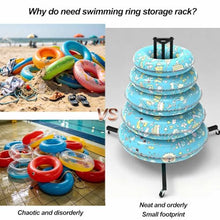 Asiwnshw Pool Organizer for Floats and Toys, Pool Float Holder Storage Rack, Pool Side Organizer Towel Rack with Wheels, Beach Swimming Equipment for Pool, Patio and Garden (Black)