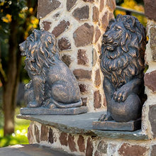 Zaer Ltd. Magnesium Pair of Lion Statues (Outdoor Safe) (27" Tall w/Ball (Set of 2), Aged Bronze (Painted))