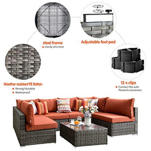 Generic XIZZI 11-Piece Outdoor Sectional Sofa Set with Swivel Rocking Chairs and Fire Pit Table Orange Red