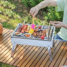 Trumpet Home Folding Stainless Steel Grill Charcoal Grill Rack Outdoor Portable Camping BBQ Grill for Roasts (D As show)