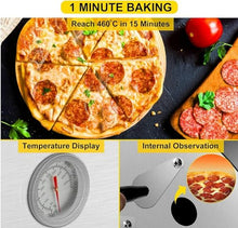 KJLYLPP 12"" Outdoor Portable Pizza Oven, Reaches 500°C in 15 Minutes, Authentic Wood Fire Pizza & Chargrill BBQ Cooker, Stone Bake Pizza in 60 Seconds, Includes Paddle