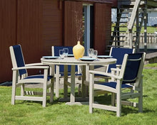 Polywood® Coastal 5-Piece Round Farmhouse Dining Set in Black/Metallic Sling