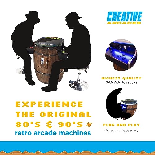 Creative Outdoor Distributor Wine Barrel Pub Arcade Machine 2 Player 412 Games Woodgrain