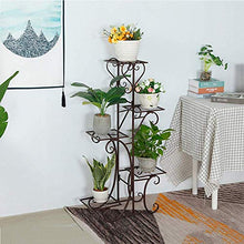 MIIKHI Flower Stand Metal Plant Stand Flower Pot Shelf 5 Tier Classic Patio Stand Holder Displaying Multiple Plants Flowers Storage Shelf,Brown,50X20X106Cm
