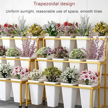 Plant Cart 2 Tier Flower Display Stand With 6White Buckets For Florist