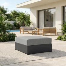 Outdoor Escape Powder-Coated Aluminum Outdoor Ottoman with Thick Cushion, Patio Ottomans and Outdoor Foot Rest for Patio, Gray Gray