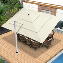 EliteShade USA APOLLO 3-Tier 10x13FT Full Aluminum Cantilever Patio Umbrella for Outdoor Restaurant Garden Courtyard Deck Pool and Marketing with Light (No battery), Natural