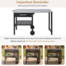 Brand Foldable Outdoor BBQ Prep Station, Grill Cart with Storage & Trash Rack, Portable Patio Kitchen Island, Black (Black, Kitchen Cart)