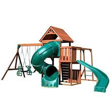Swing-N-Slide Grandview Twist Play Set with Slides, Swings, Monkey Bars, Glider, Climbing Wall Green