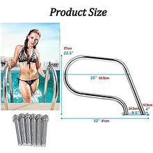 3-Bend Swimming Pool Handrails Stainless Steel Grab Ladder with Bottom Plate Easy to Assemble Humanized Handle