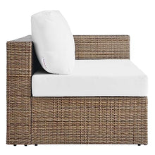 Modway Convene Wicker Rattan Outdoor Patio Sectional Sofa and Ottoman Set Cappuccino White
