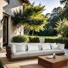 Meridian Furniture 111White-S4A Mirella Collection Modern | Contemporary Outdoor Patio 4pc. Modular Sofa with Solid Teak Frame, Water Resistant Fabric, 150" W x 38" D x 27" H, White