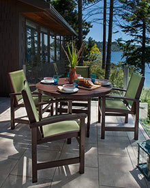 Polywood® Coastal 5-Piece Round Farmhouse Dining Set in Black/Metallic Sling