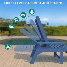 YITAHOME Outdoor Chaise Lounge Chair Set of 4 with Adjustable Backrest, Heavy Duty Resin Patio Lounger with Retractable Tray, 350lbs Capacity Waterproof for Outside Poolside Beach Backyard, Dark Blue