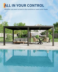 GAOMON 12x20 Aluminum Louvered Pergola, Heavy Duty Freestanding Metal Gazebo with 0°-90° Adjustable Hardtop & Hidden Drainage, Premium Patio Cover Shelter for Deck and Hot Tub, Matte Gray