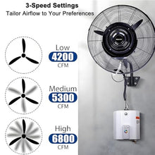 JKSVTF Wall Mount Oscillating Misting Fan with Remote, 3 Wind Modes & 15L Water Tank, Ideal for Cooling Industrial Spaces Like Shops and Garages (71cm/28in)