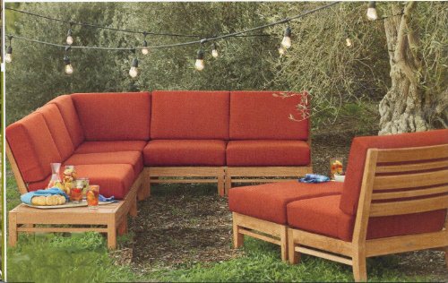 WholesaleTeak Outdoor Outdoor Fabric Custom Made Cushions for Ramled Sectional 6 Pcs Sofa Set -2 Love Seats (Left/Right), 1 Corner Pc, 1 Armless Lounge Chairs & 1 Ottoman (Cushions Only) #12RM6CS