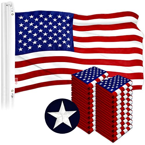 G128 - American USA US Flag 3x5 Ft Embroidered Stars Sewn Stripes Brass Grommets - 20 Pack…