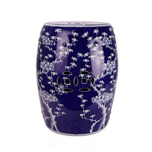 LINKIO Garden Stool Celadon Ice Plum Ceramic Garden Stool, Hand-Painted, Round Decorative Accent for Living Room, Coffee Table Ottomans