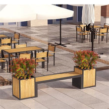 uP9sF2mD Outdoor Planter Box Planter Box with Bench Combination Sitting Seat Planting Trough Vegetables Planting Container