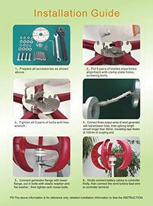 HENGJINGTR Vertical Low Noise Wind Turbine with MPPT Controller,800W 12V/24V/48V Wind Generator 5 Blades Suitable for Outdoor Power Generation,48v