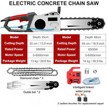 JianboBoxve 5800W 6500W Electric Concrete Saw, Handheld Diamond Concrete Chain Saw Wall Cutter Machine, Wet Cutting Tool for Concrete, Brick, Granite, Stone and Masonry Indoor Outdoor Use