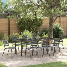 Molumvel 9-Piece Garden Dining Set, Powder-Coated Steel Patio Furniture, Outdoor Table and 8 Chairs for Backyard, Anthracite