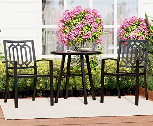 MFSTUDIO 3 Pcs Metal Patio Bistro Set, 28" Round Table