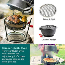 CampMaid Outdoor Cooking Set - Dutch Oven and Tools Set - Charcoal Holder & Cast Iron Grill Accessories - Camping Grill Set - Outdoor Cooking Essentials - Camp Kitchen Equipment - (8 Piece Set)