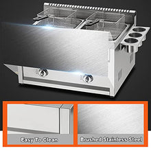 Professional Lpg Gas Fryer, 22 Liter Double Tank Lgp Fryer, Thick Stainless Steel Fryer with Baskets and Lids, Adjustable Firepower and Temperature Control, for Home and Commercial,Redlgp
