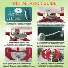 Vertical 5 Blades Maglev 12v 24v Wind Turbine Generator Portable Home Hybrids Streetlight 3000W Wind Energy Electricity Mini Wind Power Generator for Home Use,Red-24V