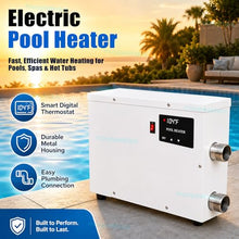 moupeaktain Electric Pool Heater 220V for Small Pools, Spas and Hot Tubs, Above Ground Pool Heater with Automatic Thermostat, Stainless Steel, Fast Heating Swimming Pool Water Heater 9KW