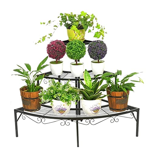 ZOCWJK Plant standPotted Plant Stand Iron 3 Tier Plant Stand Succulent Shelf Balcony Simple Indoor Garden Flower Pot Shelf Bookshelf Home Decor Plant Display,