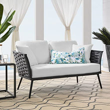 Modway Stance Outdoor Patio Contemporary Modern Woven Rope Loveseat in Gray White