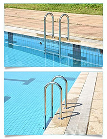 Swimming Pool Handrail 304 Stainless Steel Pool Ladder with Non-Slip Protection Tube Wall Thickness 1mm 250lbs Load Capacity/Silver / 133x49.3x19cm (Silver 133x49.3x19cm)