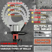 Upgrade 8900w Concrete Ring Saw Multi Saw Blade16-20-24in, Electric Ring Saws Cutter Depth 30/40/50cm, Linkage Water Pump, 5m Water Pipe, Dust-Free Cutting for Stone, Rebar